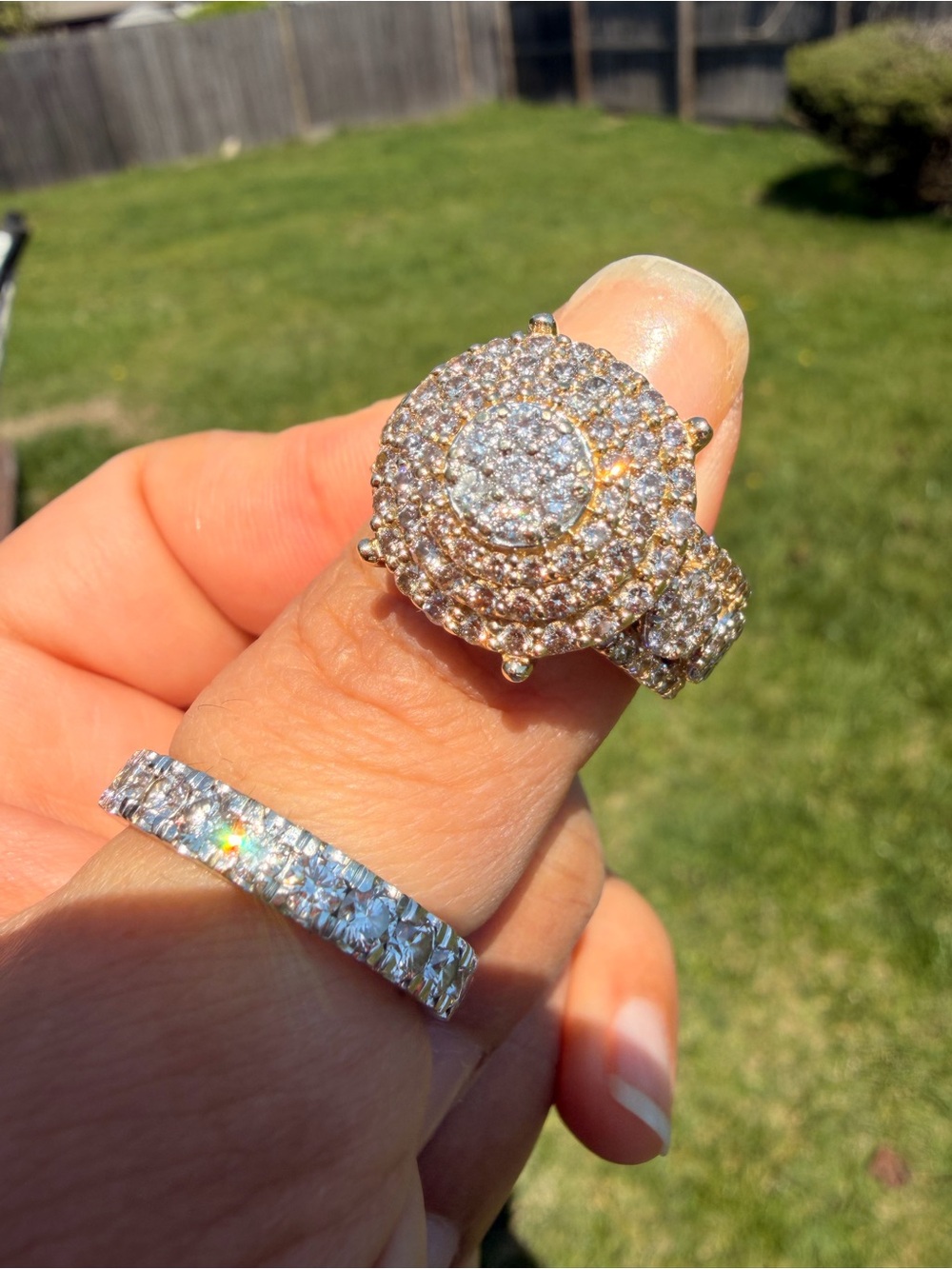 14k Yellow Gold 3 Ctw Diamond Unisex Ring Size 9.5